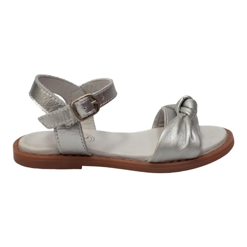 Handcrafted Two Pretty Silver Metallic Knot Sandals